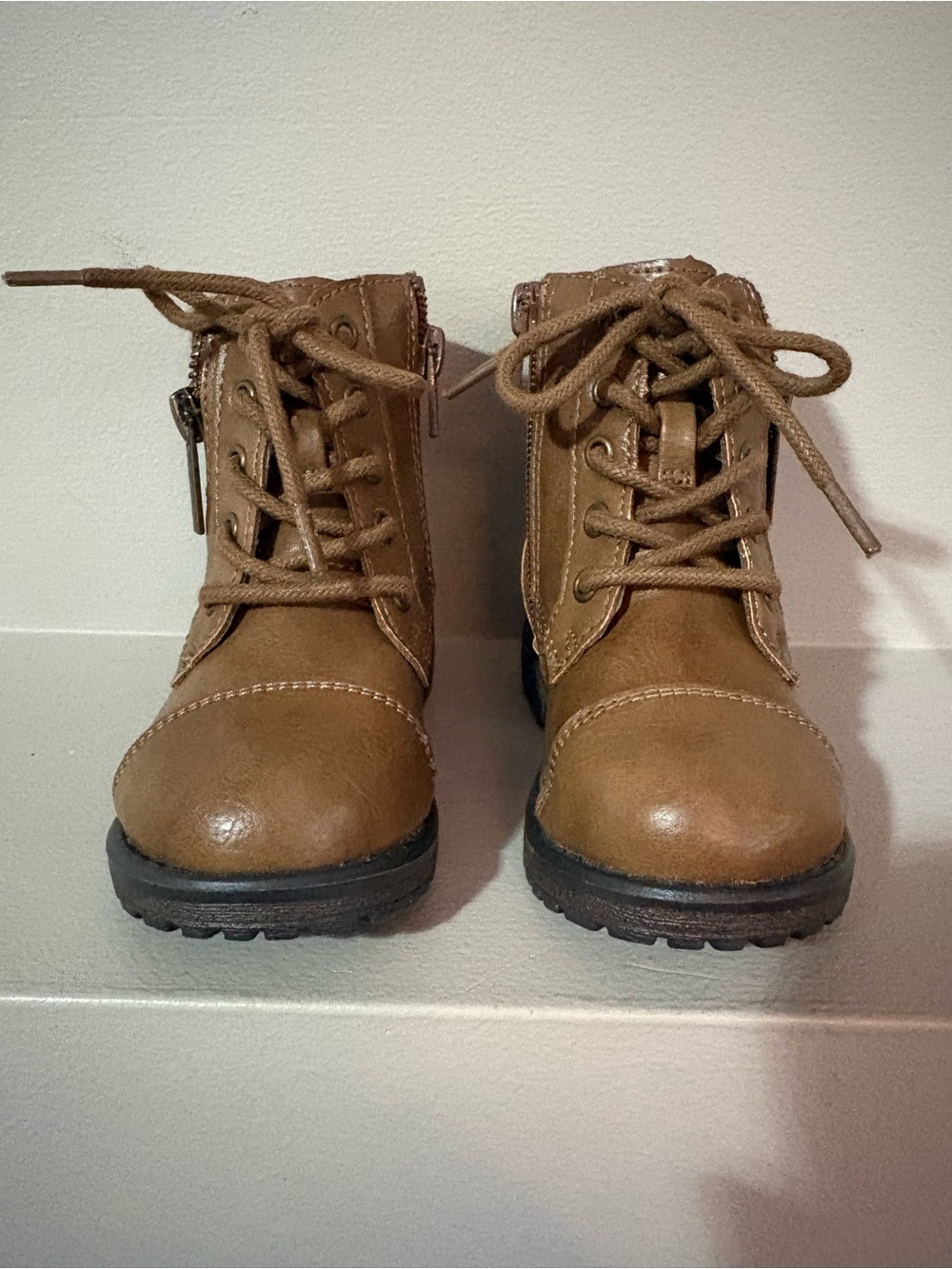 Kids Brown Lace-Up Ankle Boots